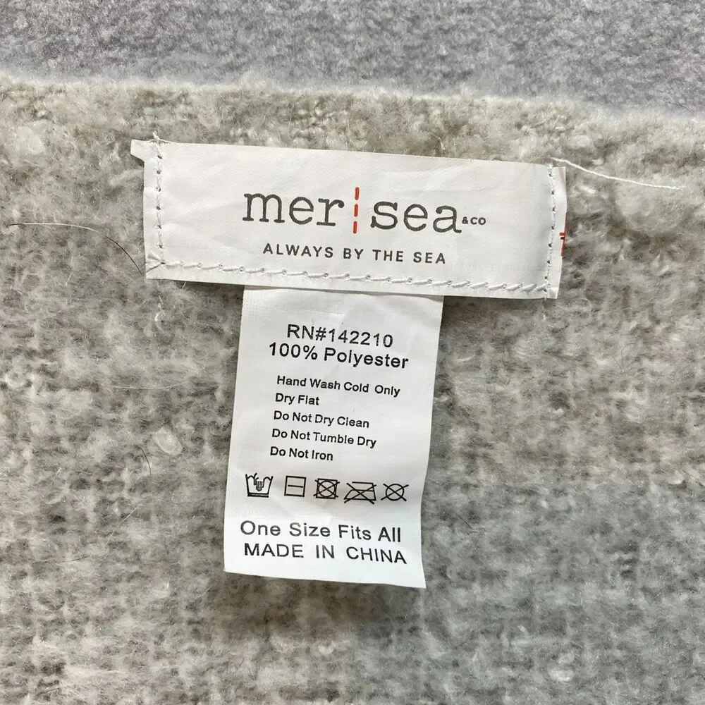 Mer Sea Gray Blanket Scarf Wrap Coastal Cabin Fringe 20x80 Soft Cozy Neutral